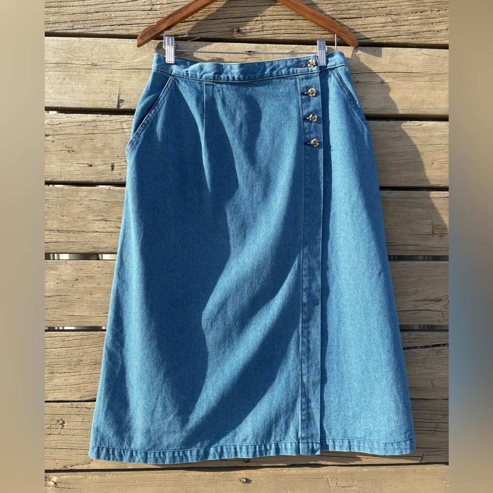 L.L. Bean Classic Blue Midi Skirt